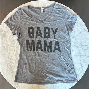 District Gray 'BABY MAMA' V-Neck Graphic Tee